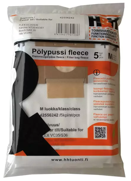 Pölypussi fleece 5kpl VCE35 - Imurien pölypussit ja suodattimet - 0017300 - 1