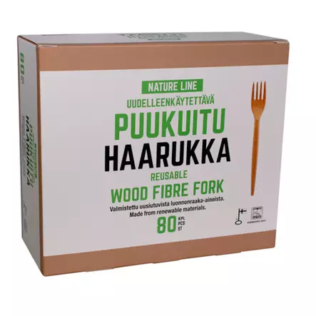 Natur Line Puukuituhaarukka 17cm, 80kpl/pkt - Kertakäyttöastiat - 0012343 - 1