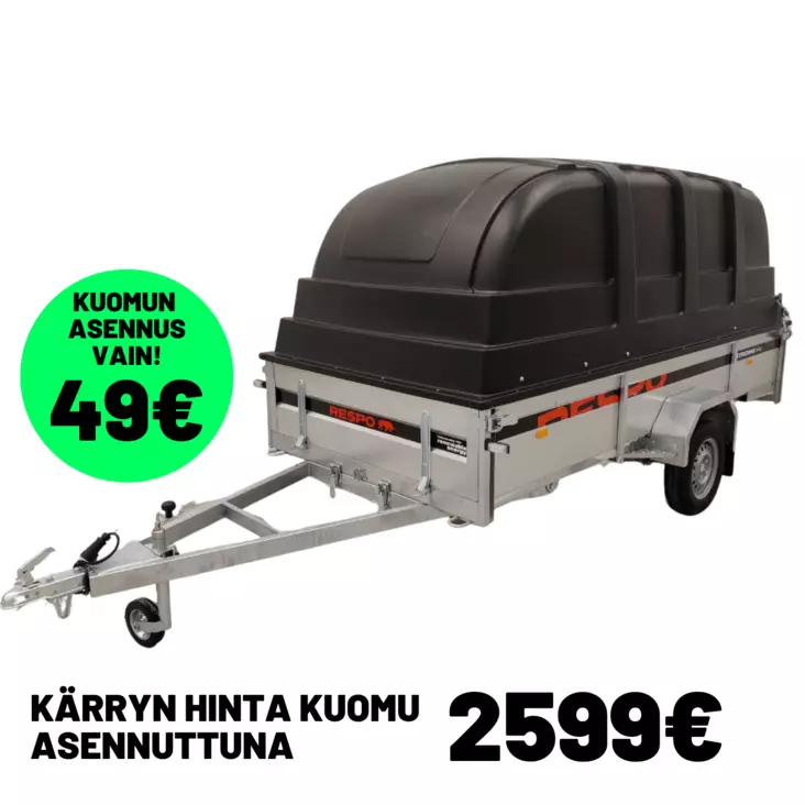 Respo peräkärry 150x350cm I-akselinen Jaxal kuomulla - Peräkärryt - 0014934 - 1