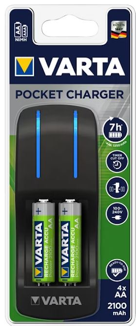 Varta akkulaturi + 4kpl AA akkuparisto 2100mAh - Ladattavat paristot ja laturit - 0012677 - 1