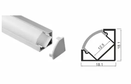 Led Energie Alumiiniprofiili 1m kulma - Valaistuksen asennustarvikkeet - 0004198 - 1